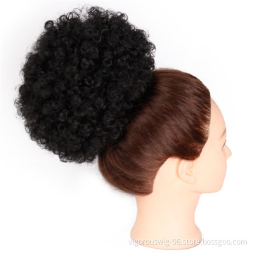 Vigorous Synthetic Afro Curly Hair Bun Women Drawstring Chignon Bun Easy Updos for Black Hair Short Ponytail Hair Piece